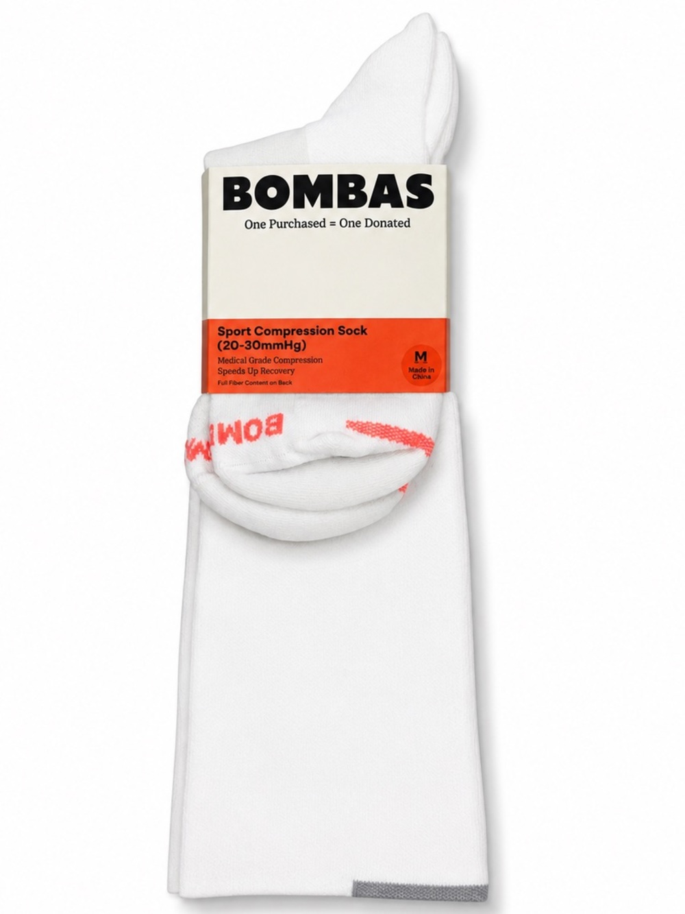 Bombas Sport Compression Knee High Socks M White